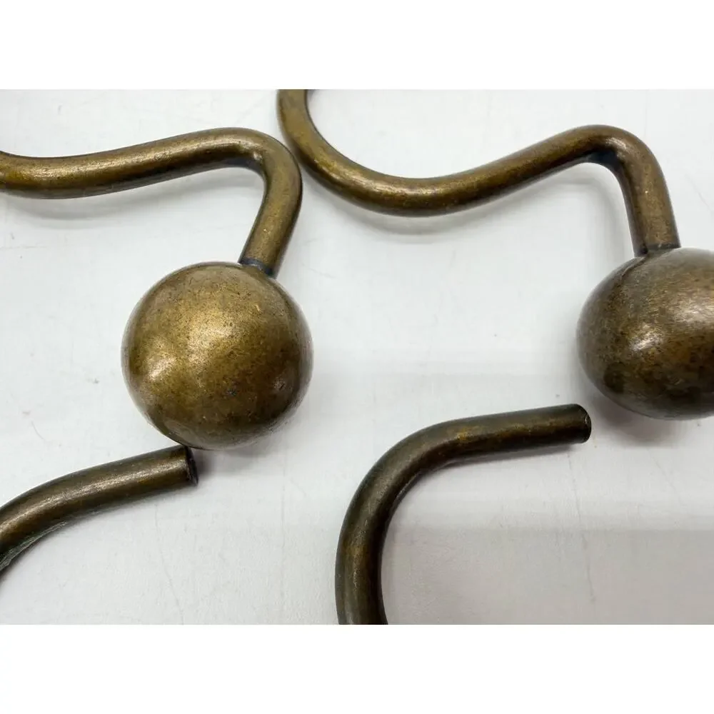Metal S Shaped Shower Curtain Hooks Ball End Bronze Tone 1.25 lb